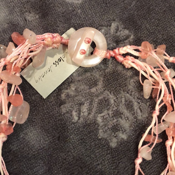 New Pink Seaglass and Bead Five Strand Necklace - Picture 3 of 6